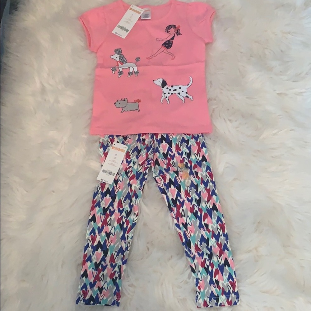 Gymboree leggings and pink shirt outfit